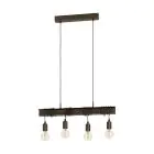 Eglo Pendelleuchte Townshend 4 Stahl Braun | IP20 - Geeignet für 4x E27 